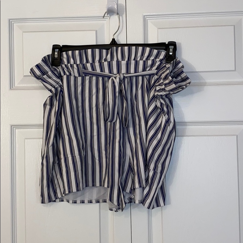 Blue/White Paperbag Shorts